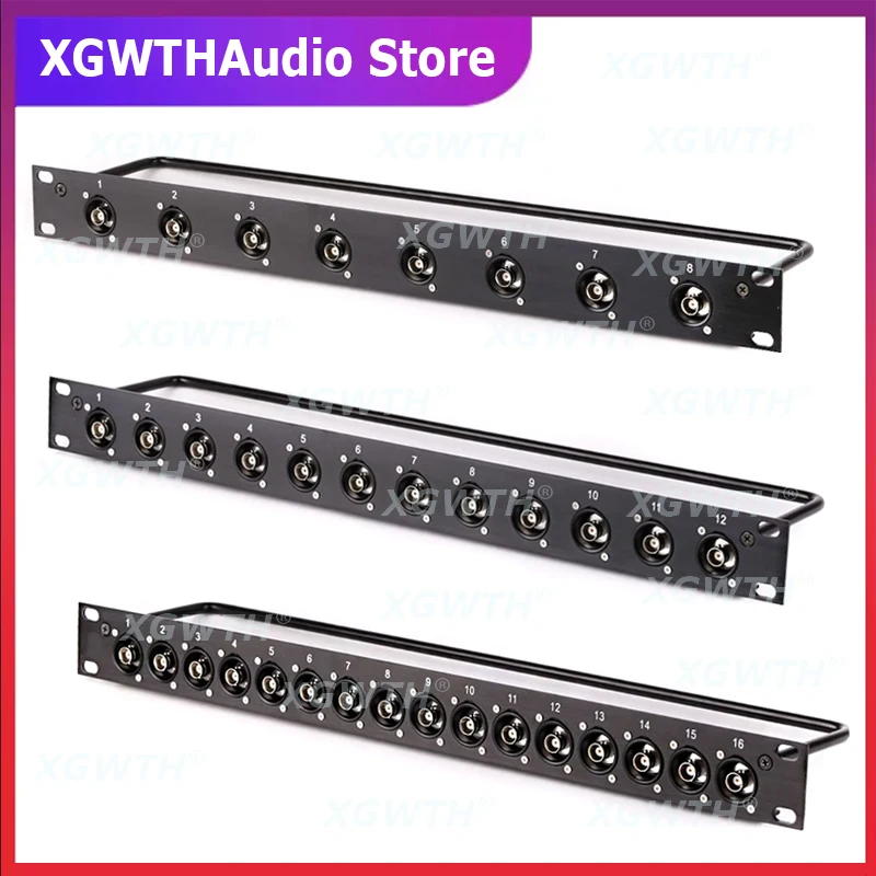 

Rack Patch Panel 8 12 16 Way BNC Chassis Connnector 1U Flight Case Mount for Professional Video Vision Equipment Cable Plug