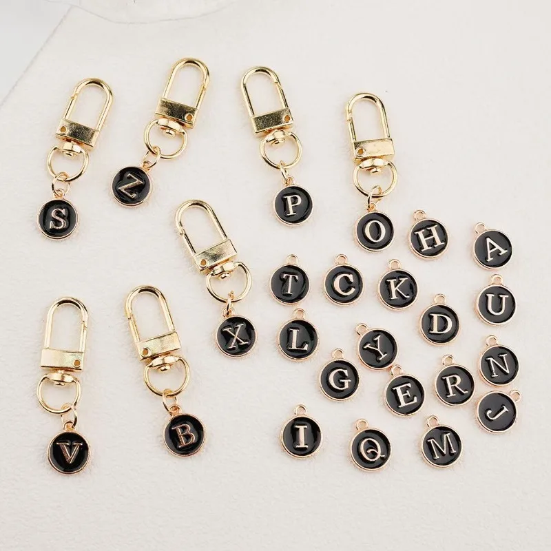 

A-Z Letter Keychain Name Alphabet Keyring Metal Holder Accessories Key Chain Women Car Ring Pendent Bag Charms Jewelry Llaveros