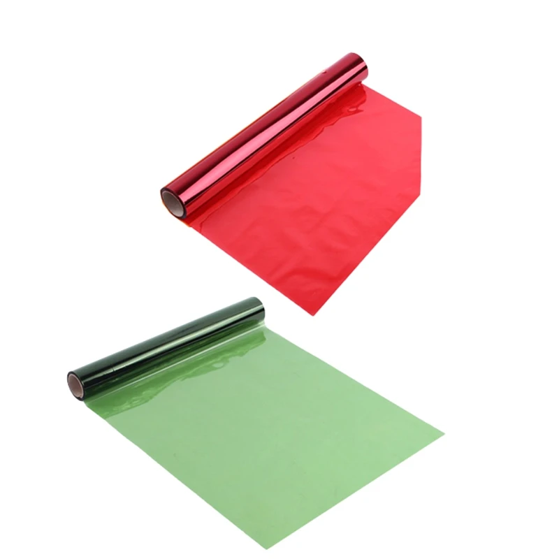 2 Rolls Christmas Cellophane Roll Cellophane Wrapping Paper Red & Green For Gift Basket Treats Package Storage