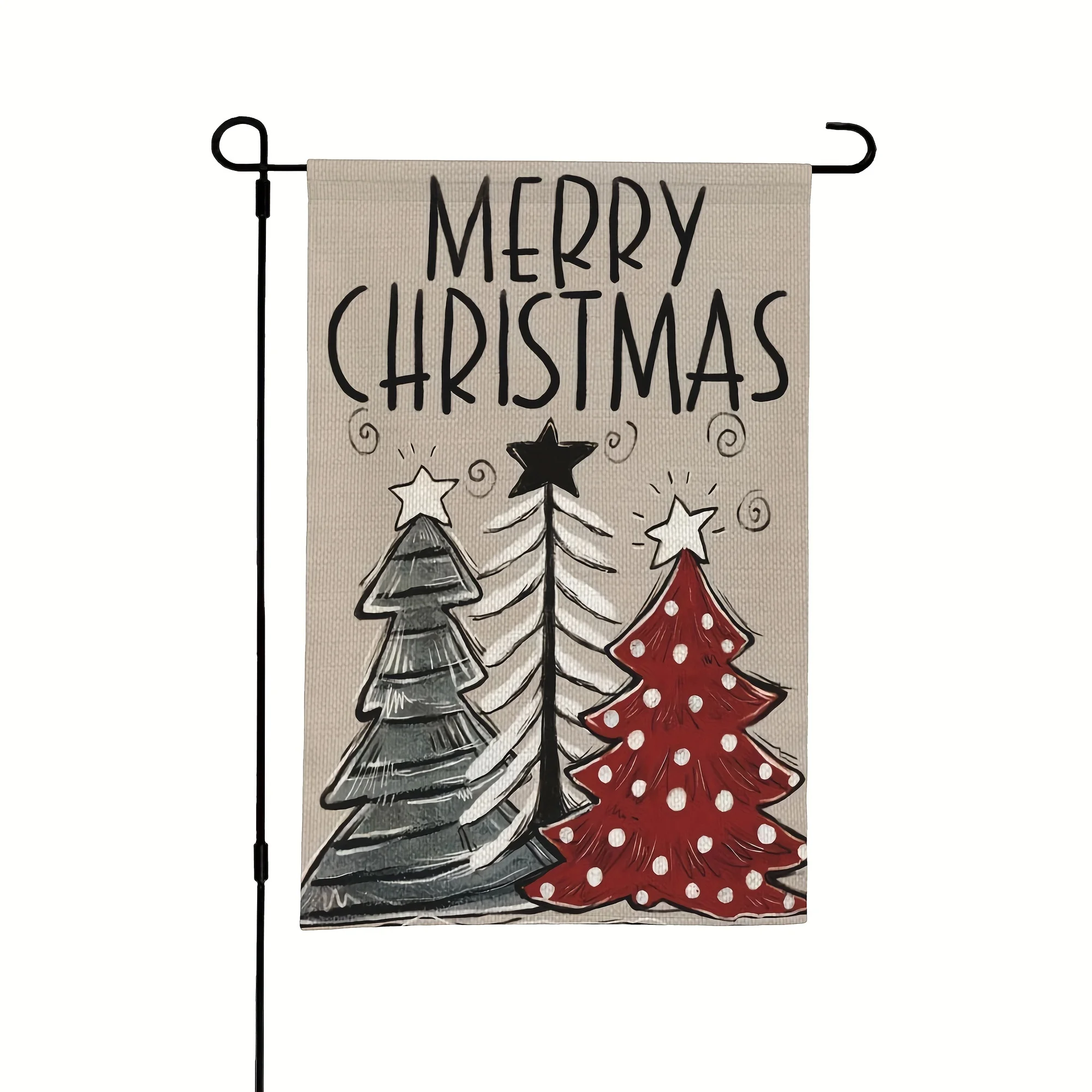 1pc Festive Merry Christmas Garden Flag - Durable Polyester, 12x18 Inches - Winter Holiday Outdoor Decor with Stylized Trees Design, No Flagpole Required, Christmas Decorations Outdoor
