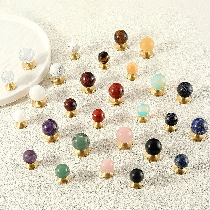 كريستال الرخام جولة الأثاث خزانة مشروبات درج خزانة خذاء مقبض صغير الشمال نمط النحاس الأبيض ثقب واحد مقبض الباب