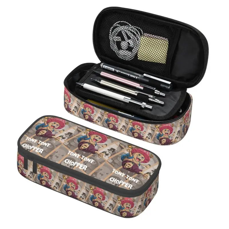 Kawaii Tony Tony Chopper Federmäppchen für Mädchen und Jungen, großes Fassungsvermögen, One Piece Federmäppchen, Schulbedarf