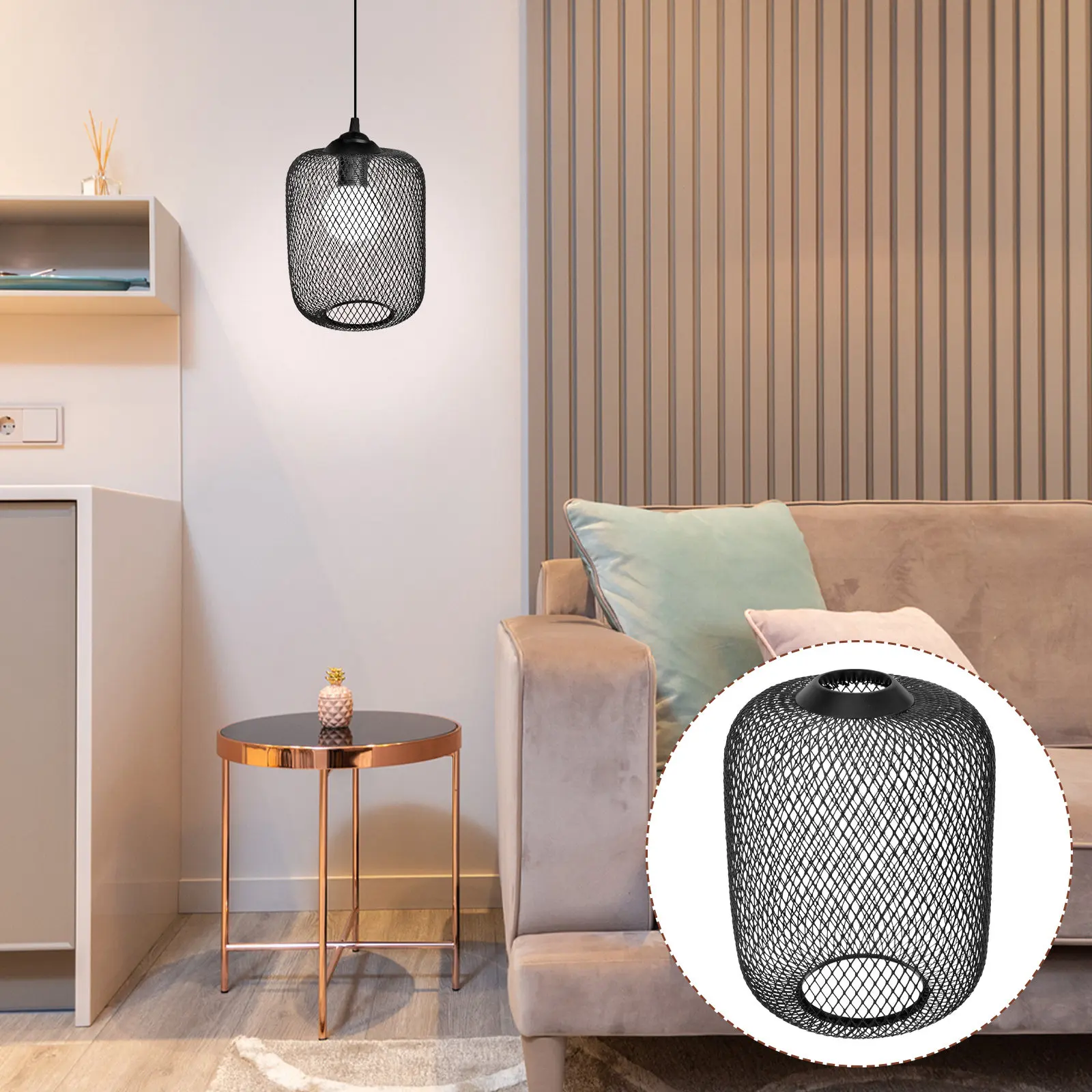 Pendant Lamp Shade Hollow-Out Metal Mesh Lampshade Iron Wire Light Cover Decorative Lamp Shade for Home Restaurant Coffee Bar