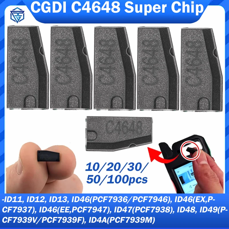 2026 CGDI C4648 Super Chip Work with CGDI K2 Smart Key Key Programmer Tool Fit ID11 ID12 ID13 ID46 ID47 ID48 ID49 ID4A