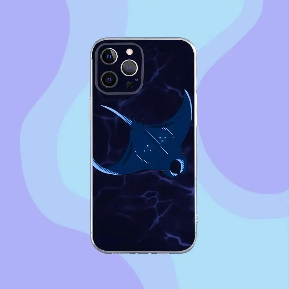 حافظة هاتف Ocean Animal Manta Ray لهاتف iPhone 16,15,14,13,12,11 Pro,Max,Plus,X,XS,XR,SE,سيليكون شفاف صغير ناعم