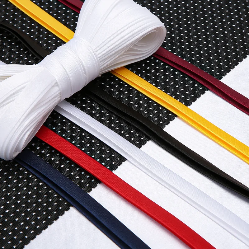 10mm X 5m Satin Single-Color 4-Fold Iron Free Bias Tape - for Garment Collar Trim, Cheongsam Edging & Home Textiles