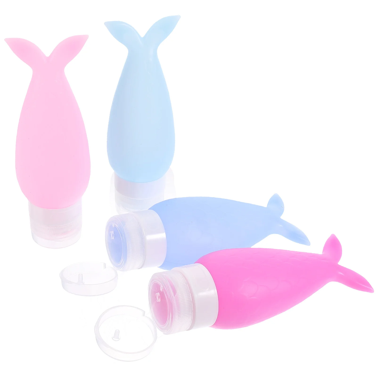 

4Pcs Silicone Sub Bottles Squeeze Design for Travel Use Shampoo Lotion Perfume Shower Gel Portable Toiletry Storage