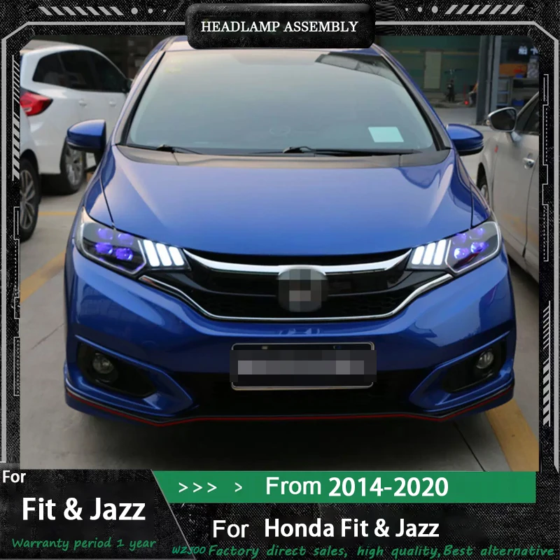 

Car Styling Head Lamp for Honda Fit Headlights 2014-2020 Jazz LED lens DRL Red Evil Eye Hid Bi Xenon Auto Accessories