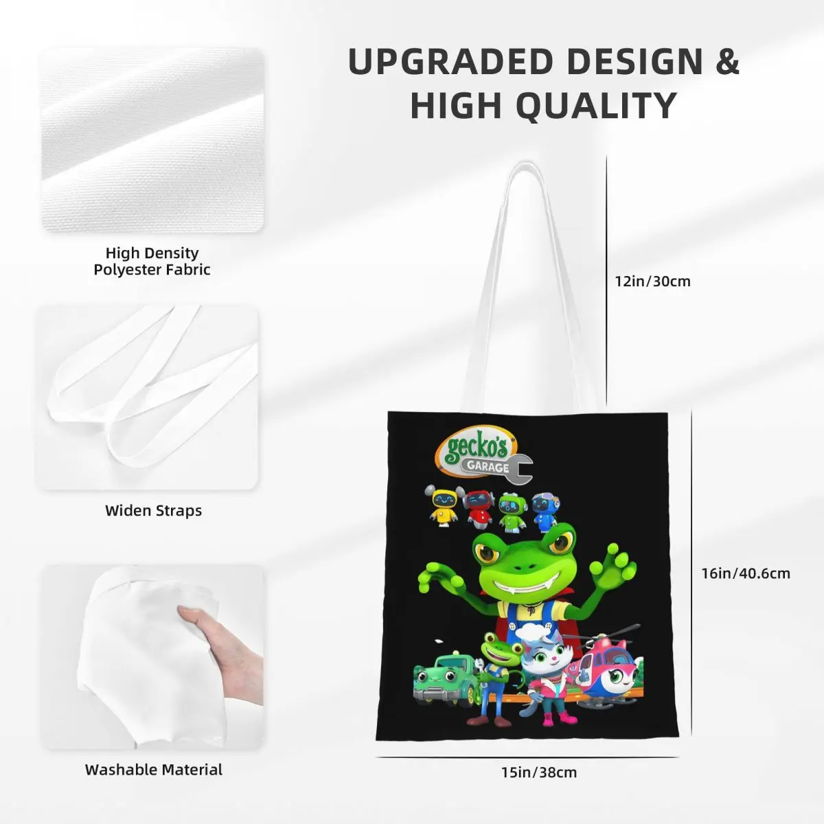 Сумки для покупок Geckos Garage, парусиновая большая сумка, складная сумка для девочек, дорожная сумка через плечо