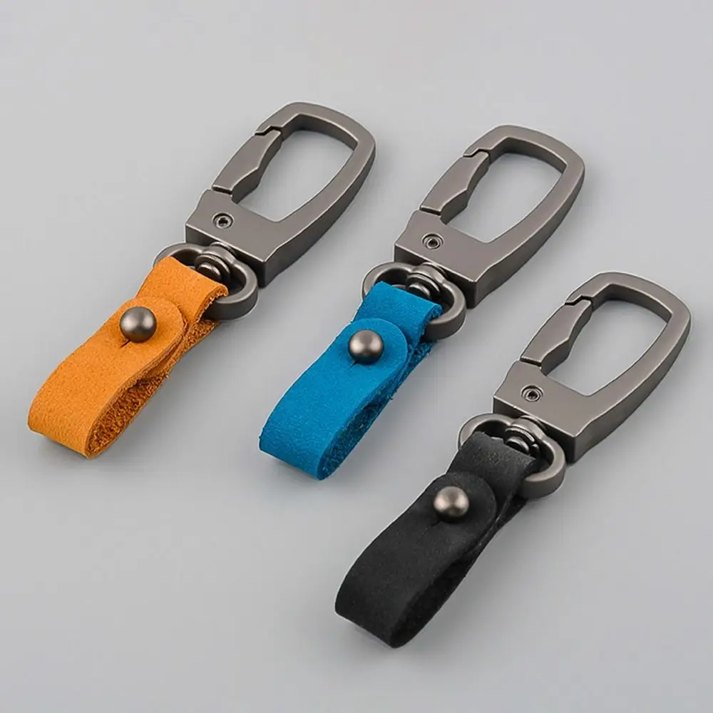 سلسلة مفاتيح معدنية للرجال والنساء ، حلقة من سبائك الزنك ، مقاومة للفقد ، ثقيلة ، جلد طبيعي ، سلسلة مفاتيح عالمية للسيارة