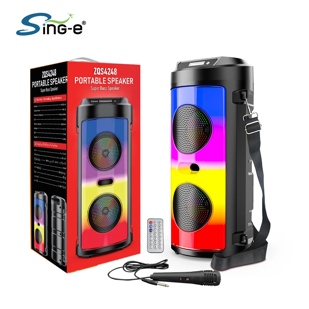 

ZQS-4248 Bluetooth Speaker Dual Wireless Microphone High-Power BT/USB/MIC/TF/AUX/FM/Microphone Function/TWS Home Stage Karaoke