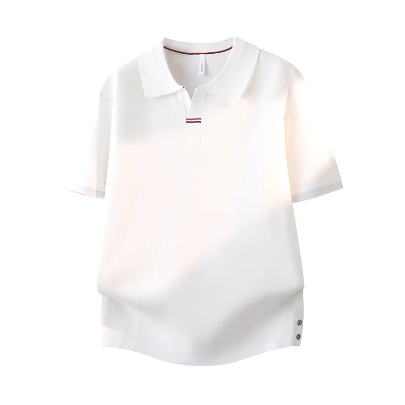Summer New Light Luxury Men Simple T-Shirt Lapel Short-Sleeve Fashion Casual Knit Polo Shirt British Style Outdoor-Homewear Tops view 4