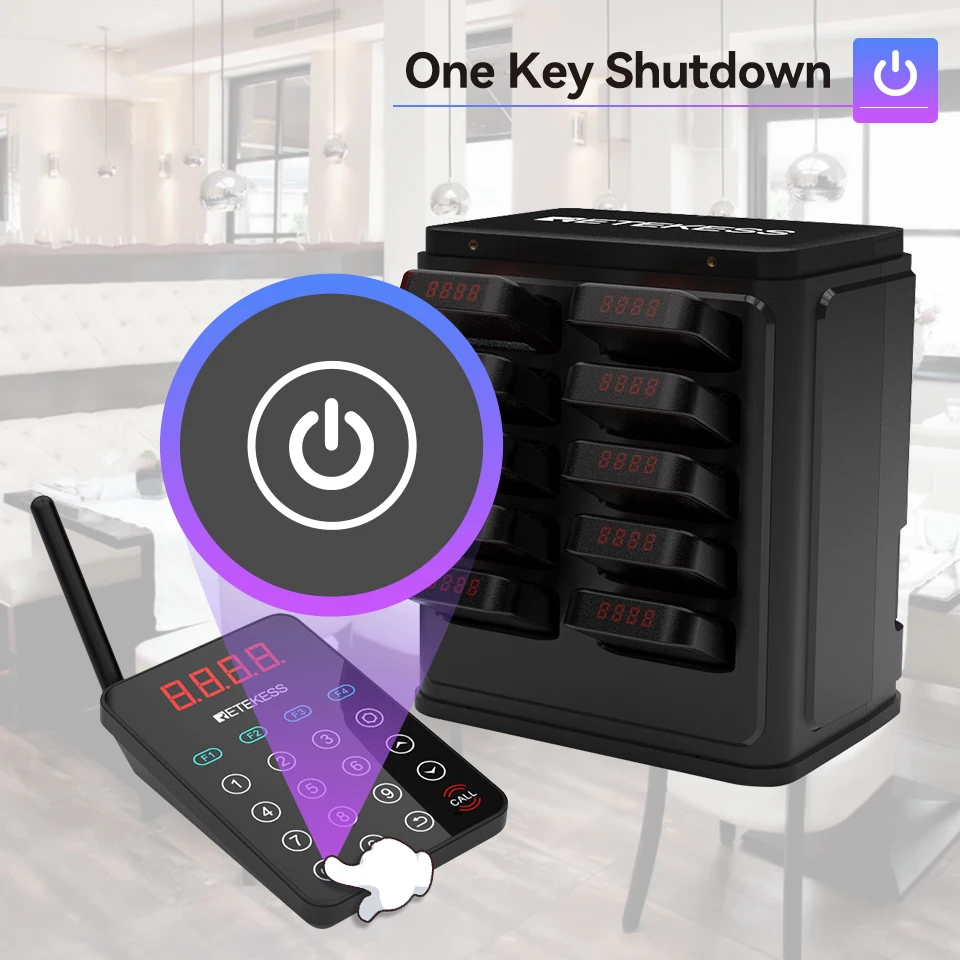 RETEKESS TD177 Restaurant-Pager-Rufsystem: Vibrations- und Klingel-Empfänger für Food Trucks, Cafés, Bars, Clubs und Gäste-Warteschlangen – Detail 12