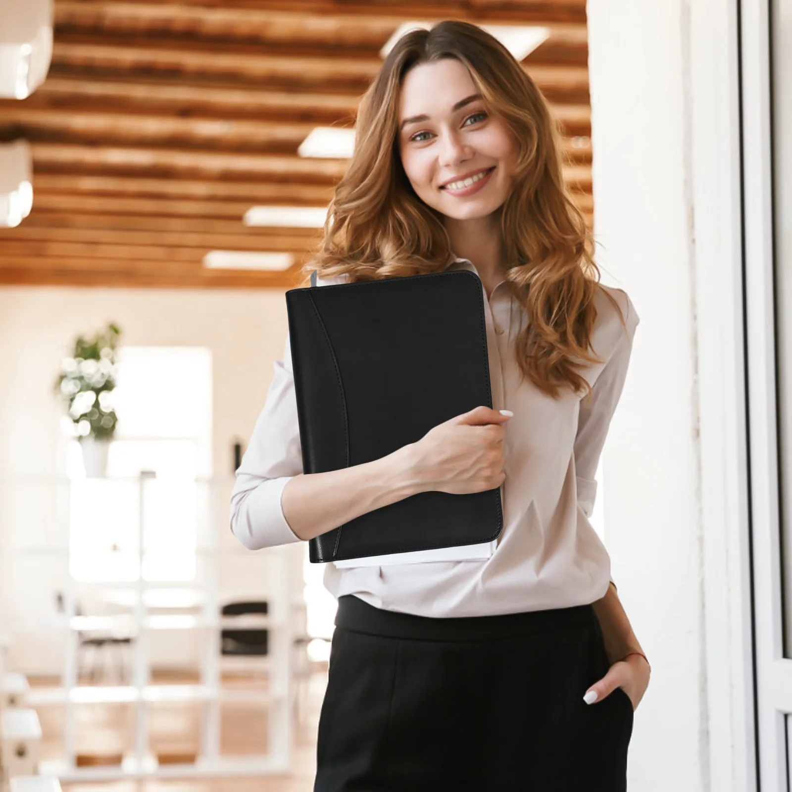 A5 Portfolio Binder with Zipper Rugged Document Organizer for Business Use Sleek Work Folder Padfolio Office Accessory for Daily