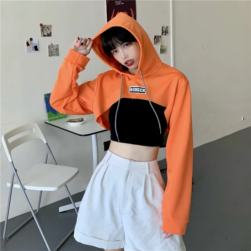 2022 Spring Autumn Short Hoodies Y2k Clothes Sweatshirts Grunge Sexy Bodysuit High Waist Hip Hop Dance Long Sleeve Streetwear