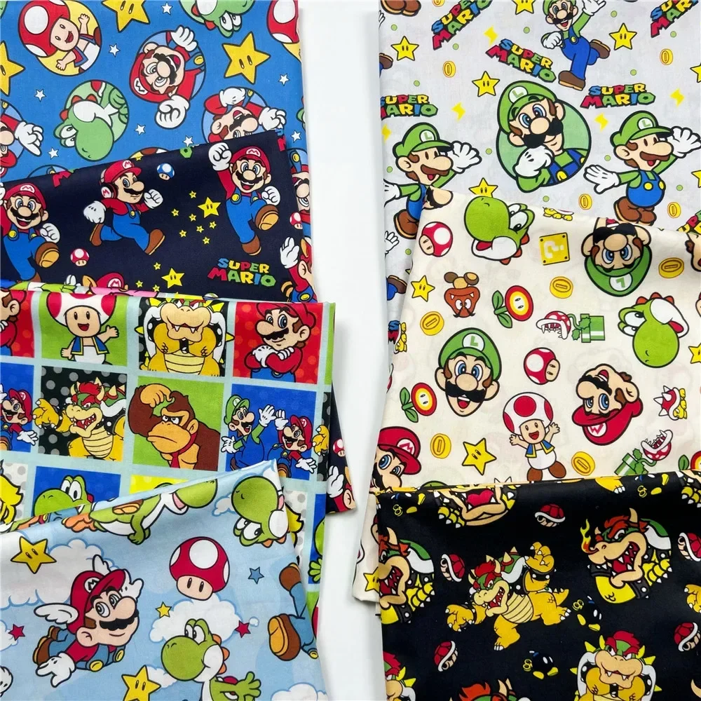 Mario game Fabric 45*145cm Patchwork poplin Cotton Fabric For Tissue Sewing Quilting Super Mario Fabrics Needlework Material DIY