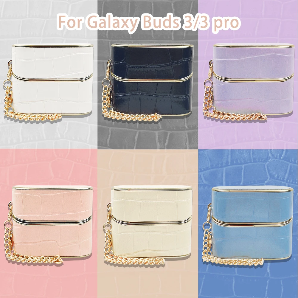 حافظات سماعات أذن جلدية بنمط التمساح، مناسبة لحافظات سماعات الأذن بسوار Galaxy Buds 3/3 Pro Buds/Core/2/2Pro/Pro/Live/FE