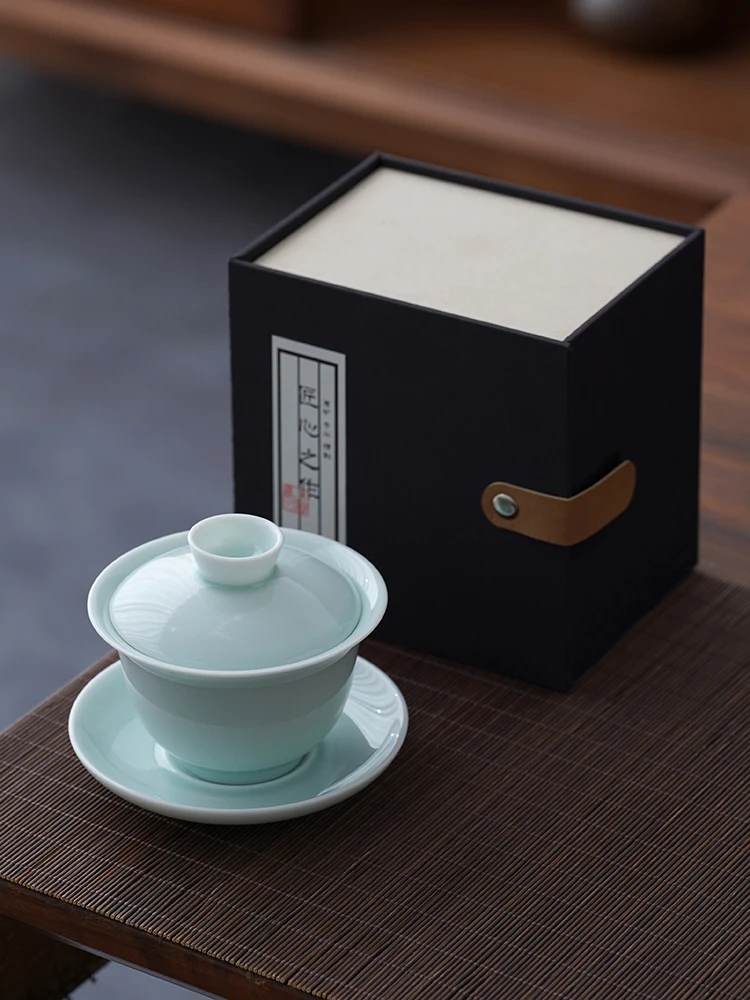 

Non-Scalding Blue Porcelain Tea Cup Cerc Cover Bowl Tea Set Home Use Tee Elements Tea Cup Durable Handmade Crted