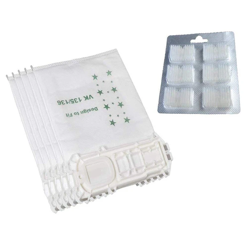 Aspirador Anexos, Acessórios de limpeza, Fits Vorwerk VK135, VK136, 10 Sacos de pó, 1 Purificadores