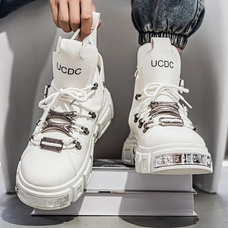 Modische Herren-High-Top-Stiefel, dicke, verschleißfeste Sohle, bequemes Innenfutter. Ideal für Outdoor-Abenteuer, Camping, Wandern. – Detail 18