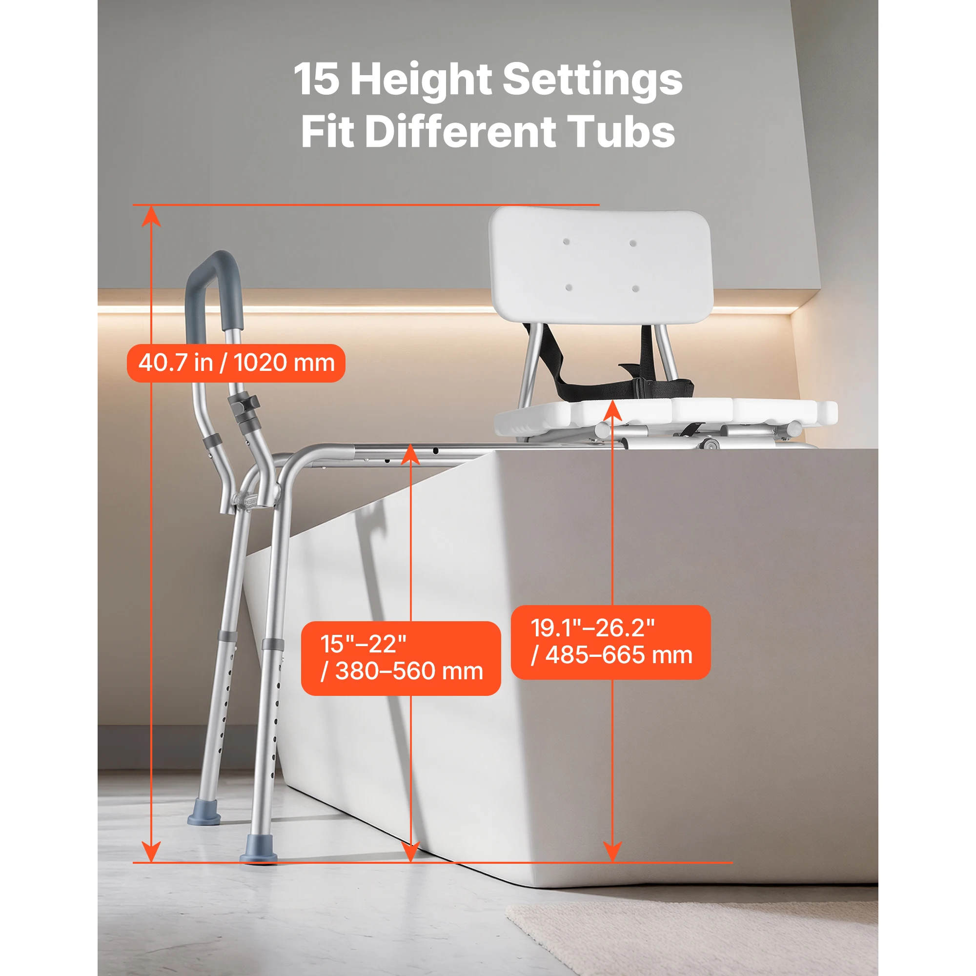 Sliding Shower Chair Tub Transfer Bench with Arms