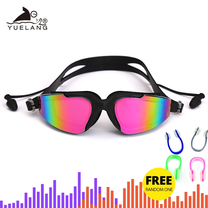 Professional Swimming Goggles for Men and Women, Silicone Anti-Fog, UV Adjustable, Multicolor Swimming Glasses with Earplug