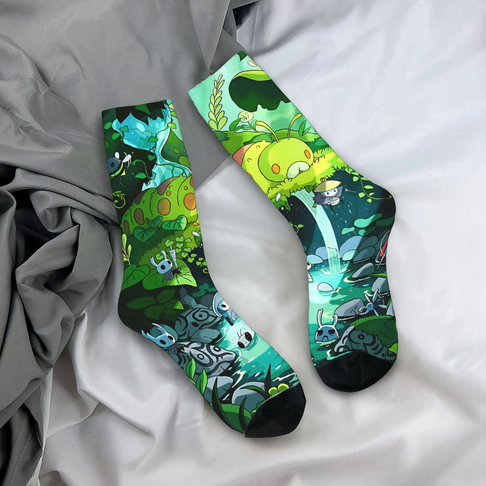 

Hollow Knight Game Socks Vintage Stockings Autumn Non-Slip Men's Socks Comfortable Design Cycling Socks