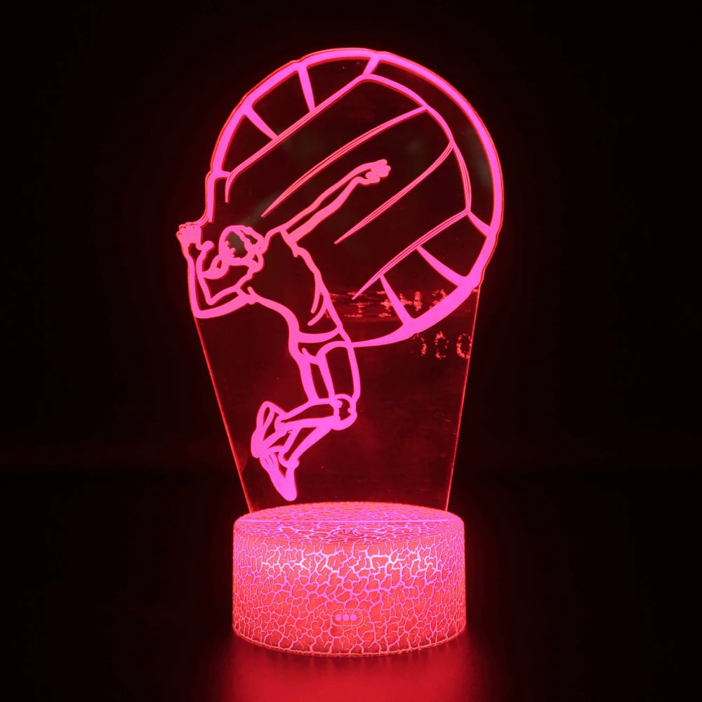 Nighdn Women\'s Play Volleyball Acrylic 3d Night Light Led Colorful USB Table Lamp Bedroom Bedside Xmas Birthday Gift for Girls