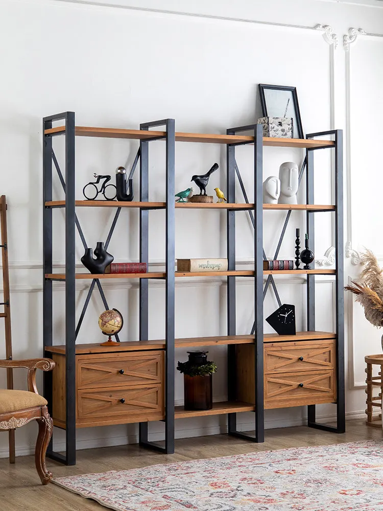 

Американский винтажный книжный шкаф из массива дерева, полка, подставка для цветов на балкон, для коридора, прохода, многоуровневая витрина-перегородка