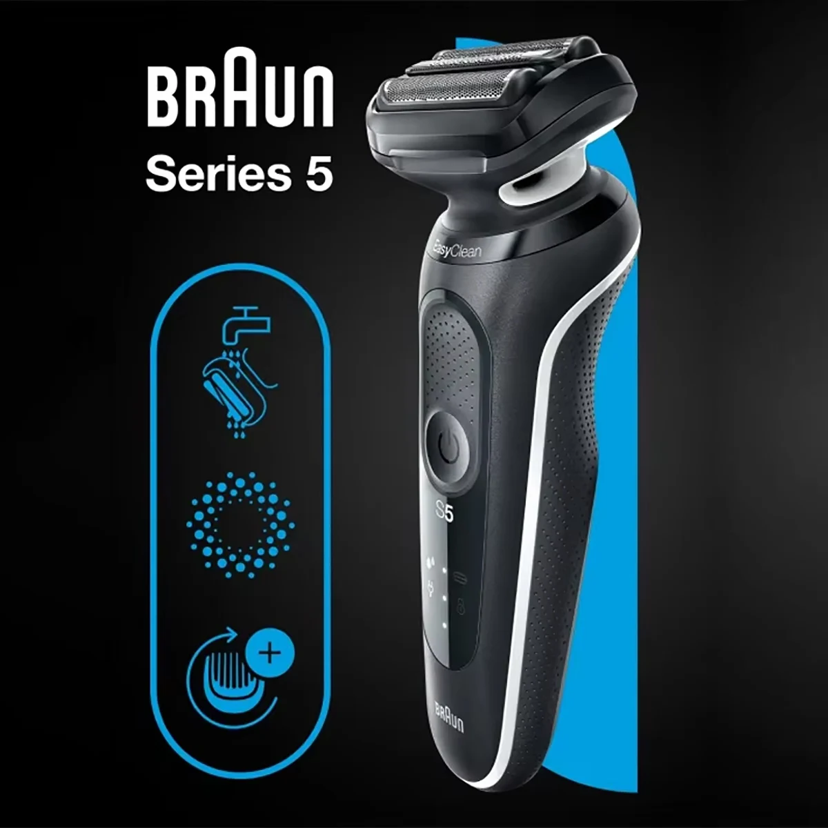 Электробритва Braun Series 5, W1000S, электрическая бритва, перезаряжаемая, 3 гибких лезвия, водонепроницаемая, Easyclean, бритвенный станок для мужчин