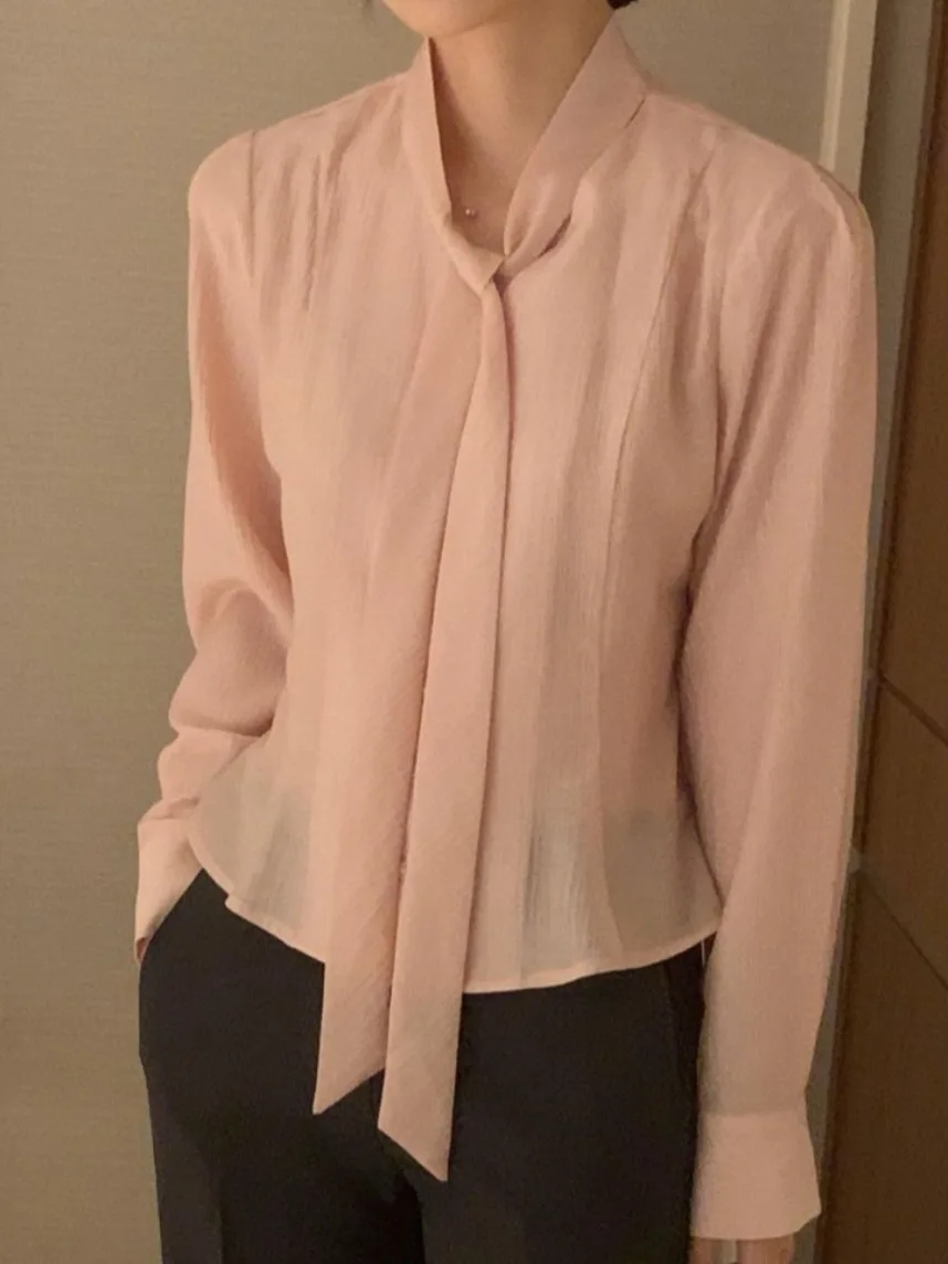 Início da primavera feminino irt coreano sle v-ne único botão bolha sve topo pele-amigável respirável solto ajuste camada base