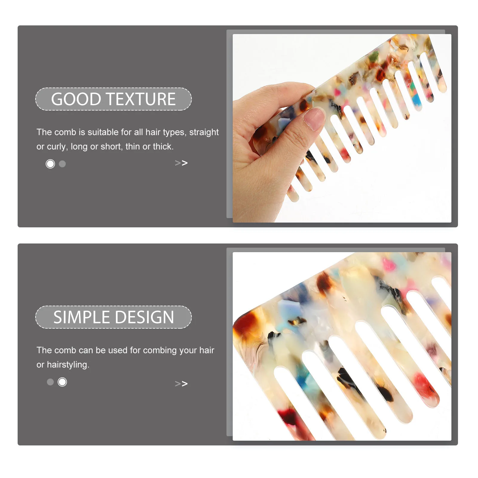 

2Pcs Hairdressing Comb Anti-Static Wide Tooth Comb for Women Smooth Hair Styling Detangling Home Use Hairstyling Combs