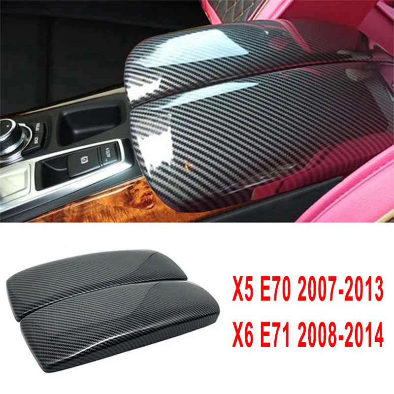 

Carbon Fiber Central Console Armrest Box Protective Cover Trim For BMW X5 X6 E70 E71 2008-2013 Car Interior Accessories