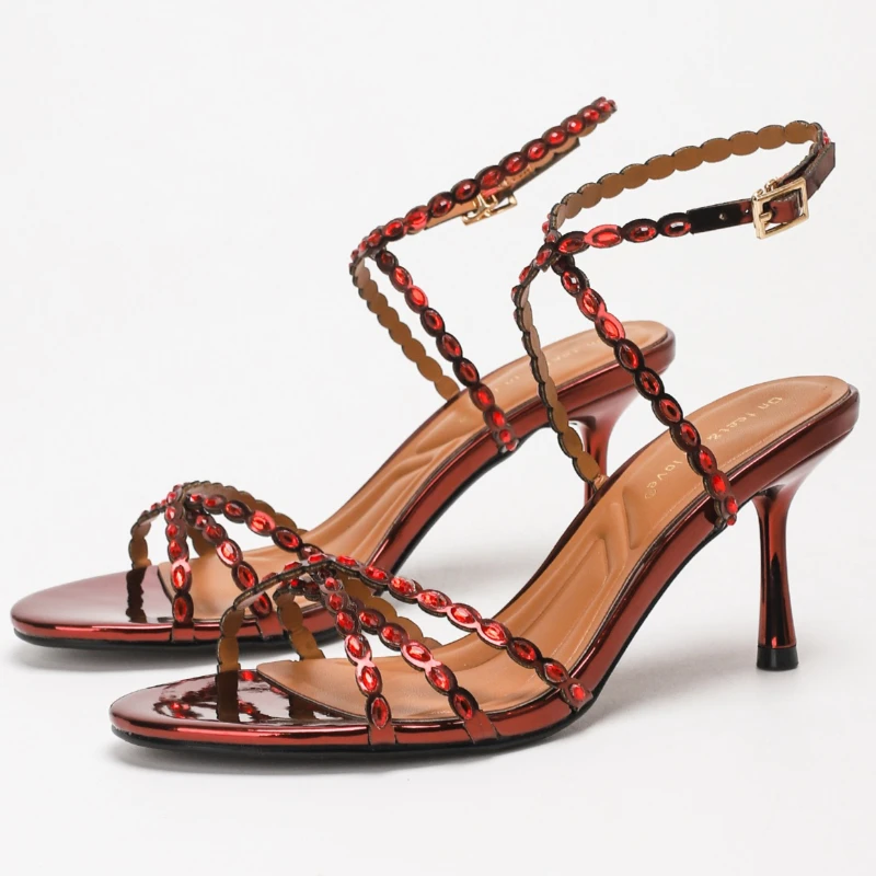 

Роскошные пикантные женские босоножки на высоком каблуке, новинка 2026, с открытым носком, на шпильке с перекрестной лентой, дизайнерская обувь для банкета и вечеринки, Zapatos De Mujer