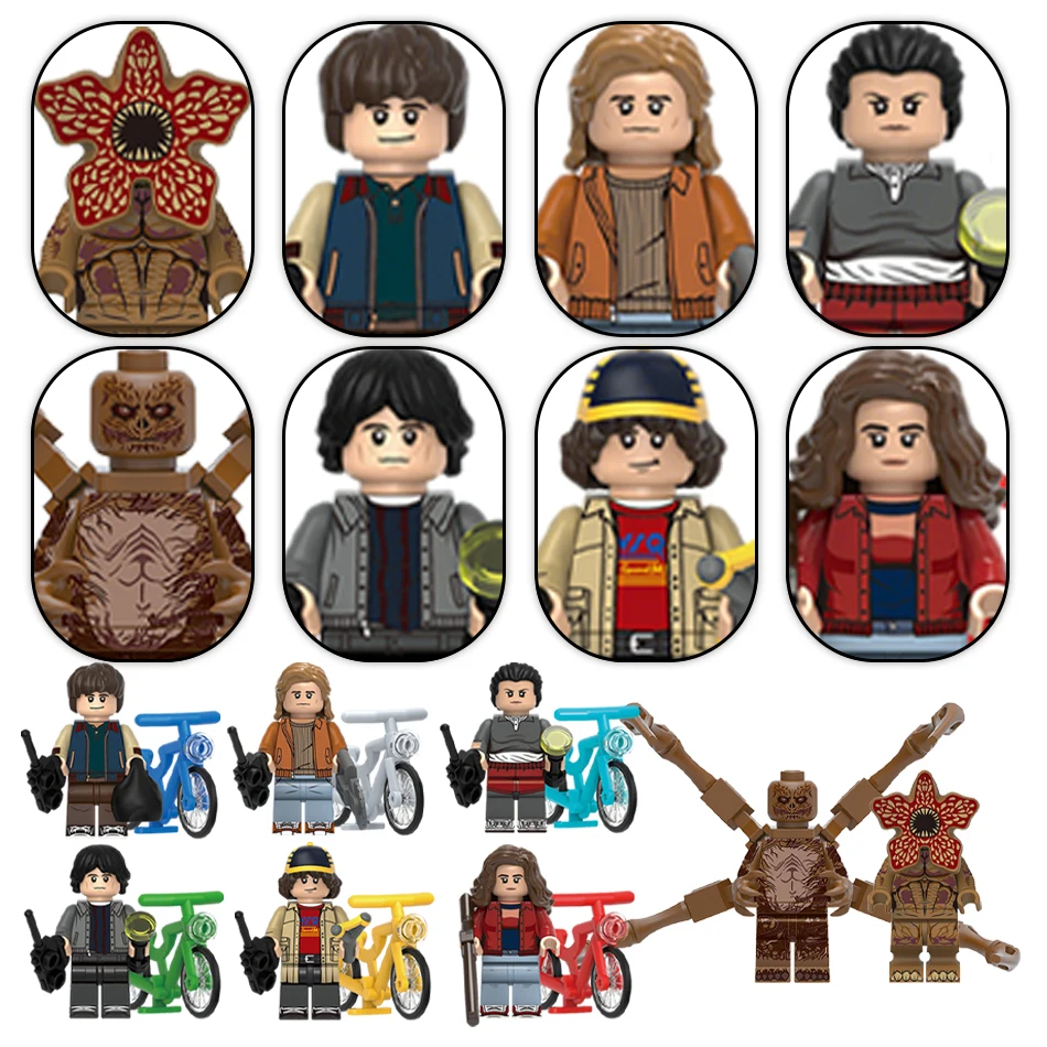 8 ピース/セットホラーテレビダスティンマイク・ラカスウィル・デモゴルゴンモデルビルディングブロック啓発アクションフィギュアレンガのおもちゃ子供のため