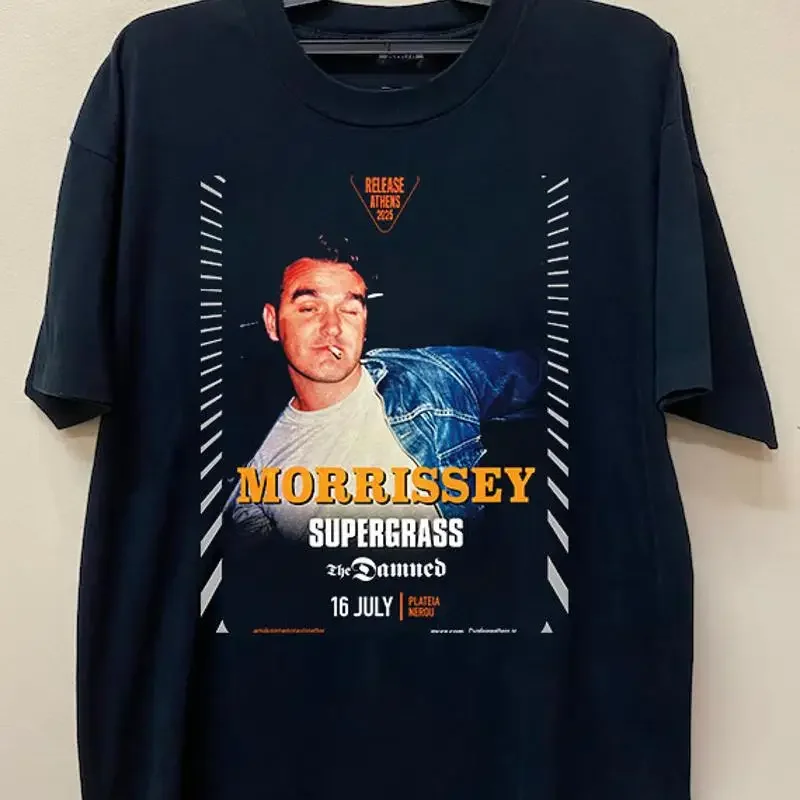 Футболка MORRISSEY IN ATHENS WITH SUPERGRASS THE DAMNED, полный размер S-5XL