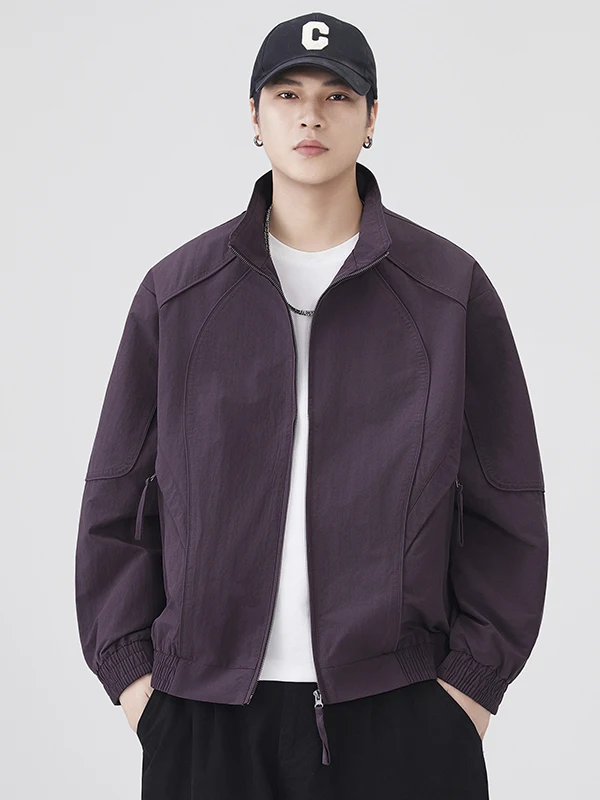 

American Retro Windproof Stand Collar Jaet Men's Loose Casual Outdoor Workwear Coat Autumn New Sle Polyester Fiber