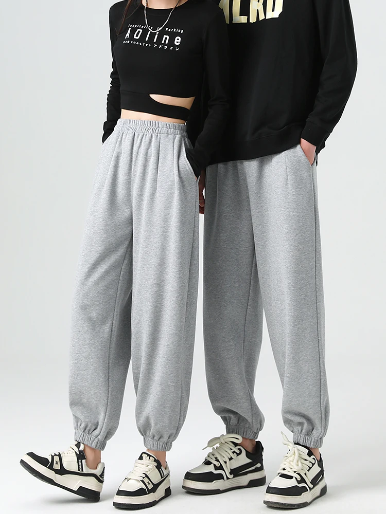 

Осень-зима 2022, корейские брюки для пар с вышивкой - женские свободные повседневные спортивные брюки с высокой талией и широкими брюками с манжетами