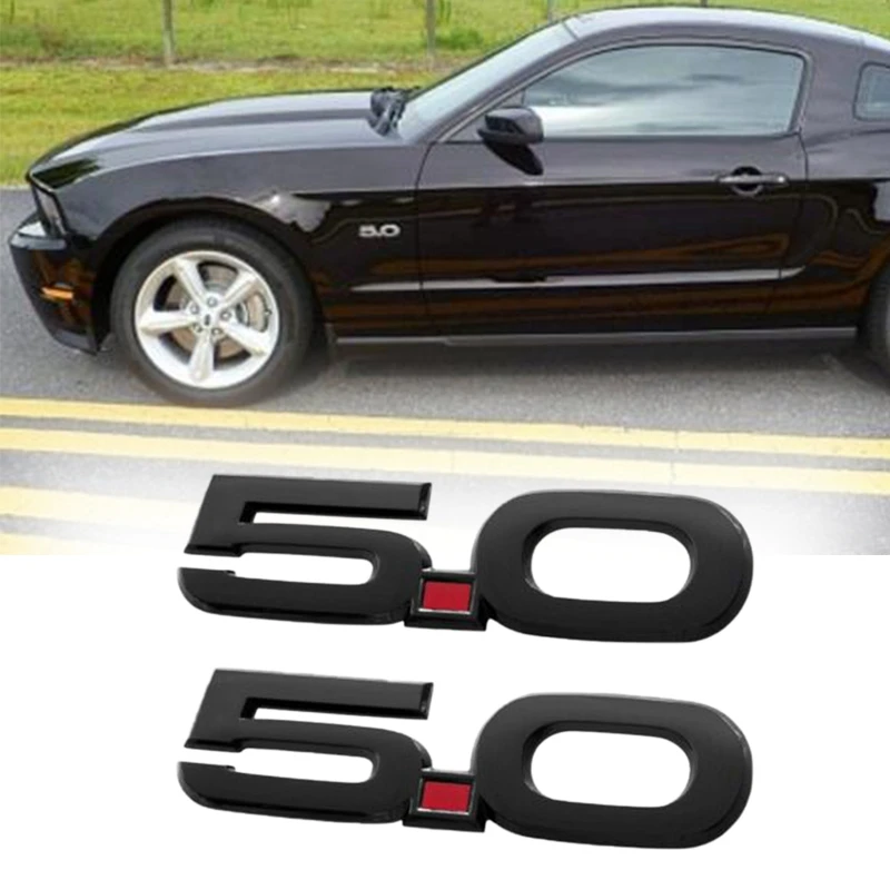 Emblèmes latéraux d'aile noirs pour Ford Mustang, emblèmes de garde-boue, 2015 pouces, 2020-5.0, 5.5, 1 paire