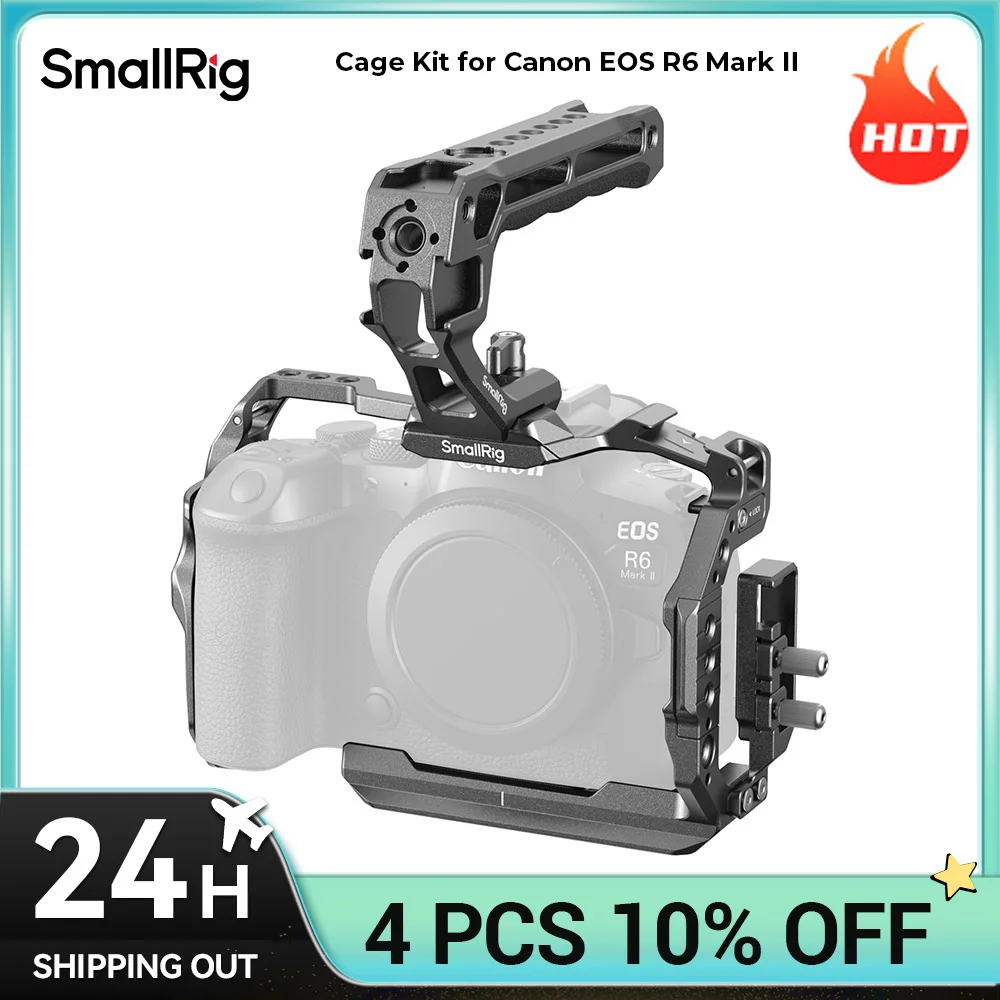 SmallRig Cage Kit for Canon EOS R6 Mark II Handheld Cage Kit with HDMI & USB-C Cable Clamp Retractable Arca-Swiss Plate 5197