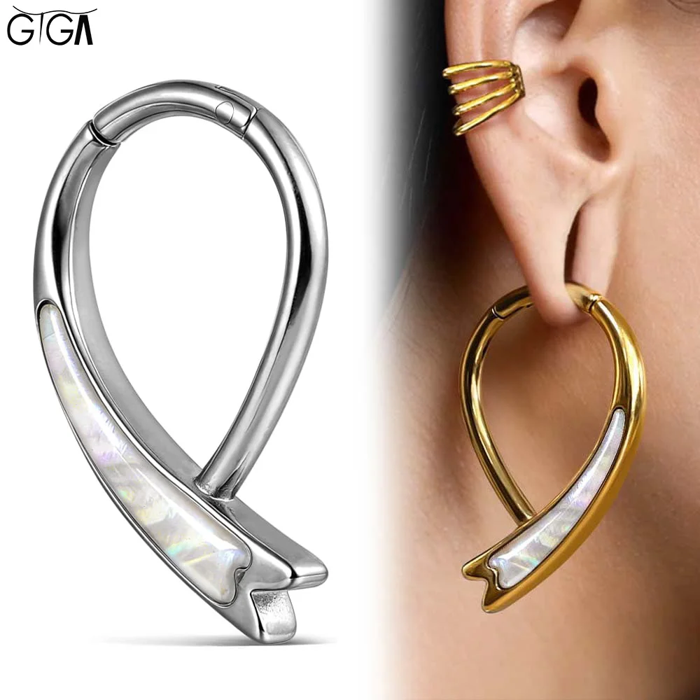 

Giga 1/2Pcs 4mm(6g) Ear Weights Hanger White Shell Tunnels Plugs for Stretched Lobe Gauges Stainless Steel Piercing Body Jewelry
