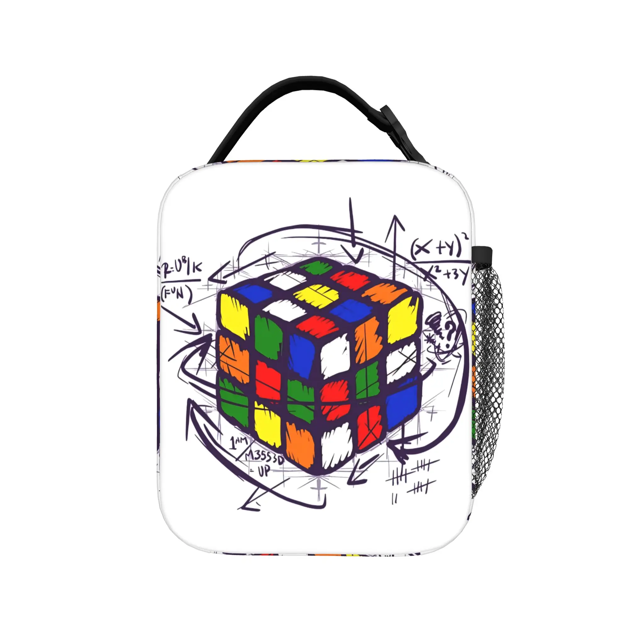 Cubiks Math On Light Lunch Bag  Funny Lunch Box For Child  Outdoor Picnic Cooler Bag Waterproof Tote Food Bags