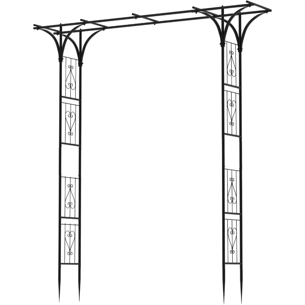 

OUSHENG 7FT Garden Arch Arbor, Steel Frame Stand Trellis for Climbing Plants, Outdoor Archway Gate for Wedding Ceremony Decorati