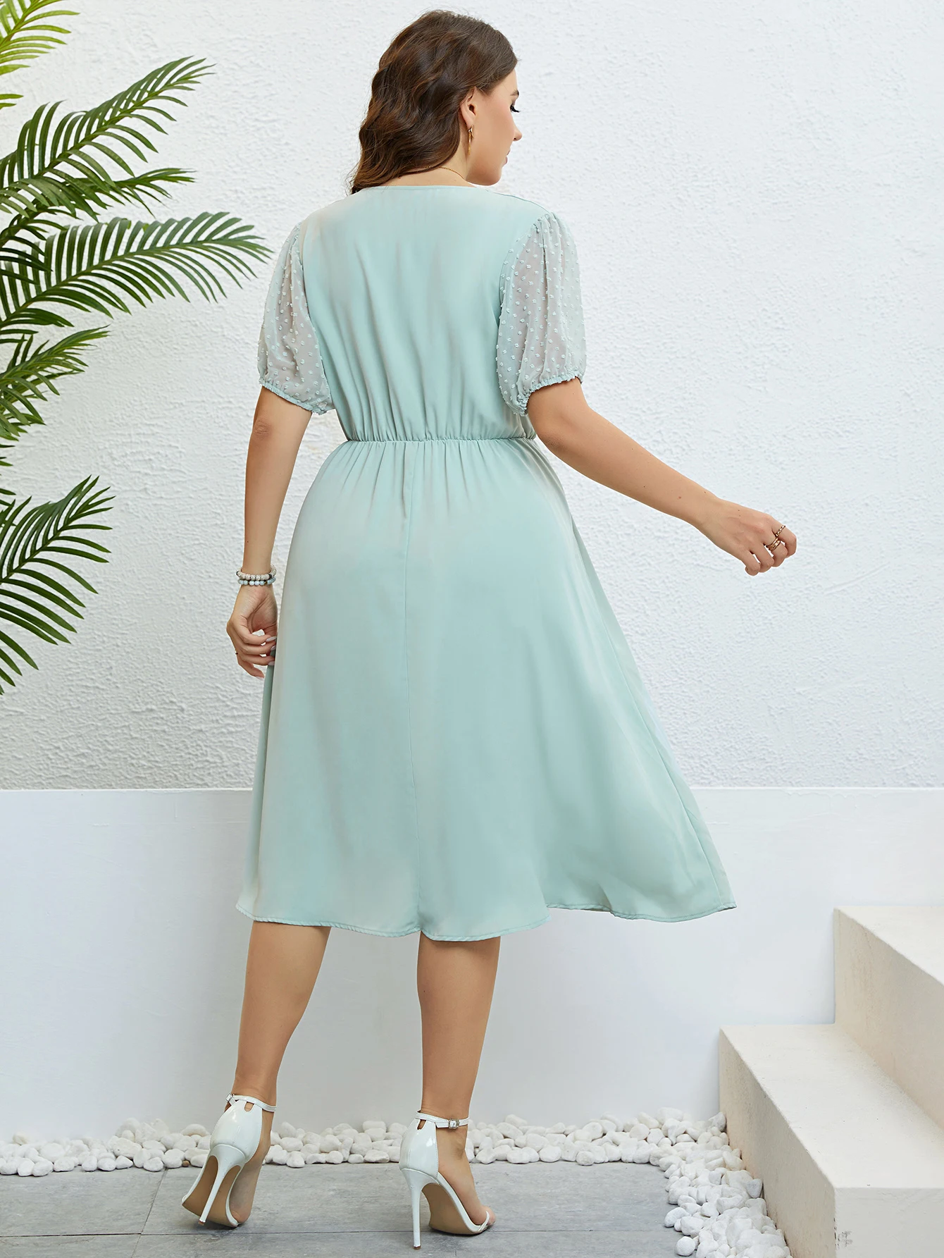 Della Mel Plus Size Women Clothing Solid Casual Maxi Dresses for Women 2023 Summer Short Sleeve Loose Beach Large Size Dress