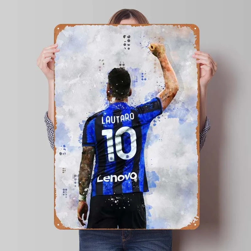 Lautaro Martinez Football Sports Metal Poster Gamer Room Decoration Vintage Metal Tin Sign Plaque for Wall Art Decoration Retro