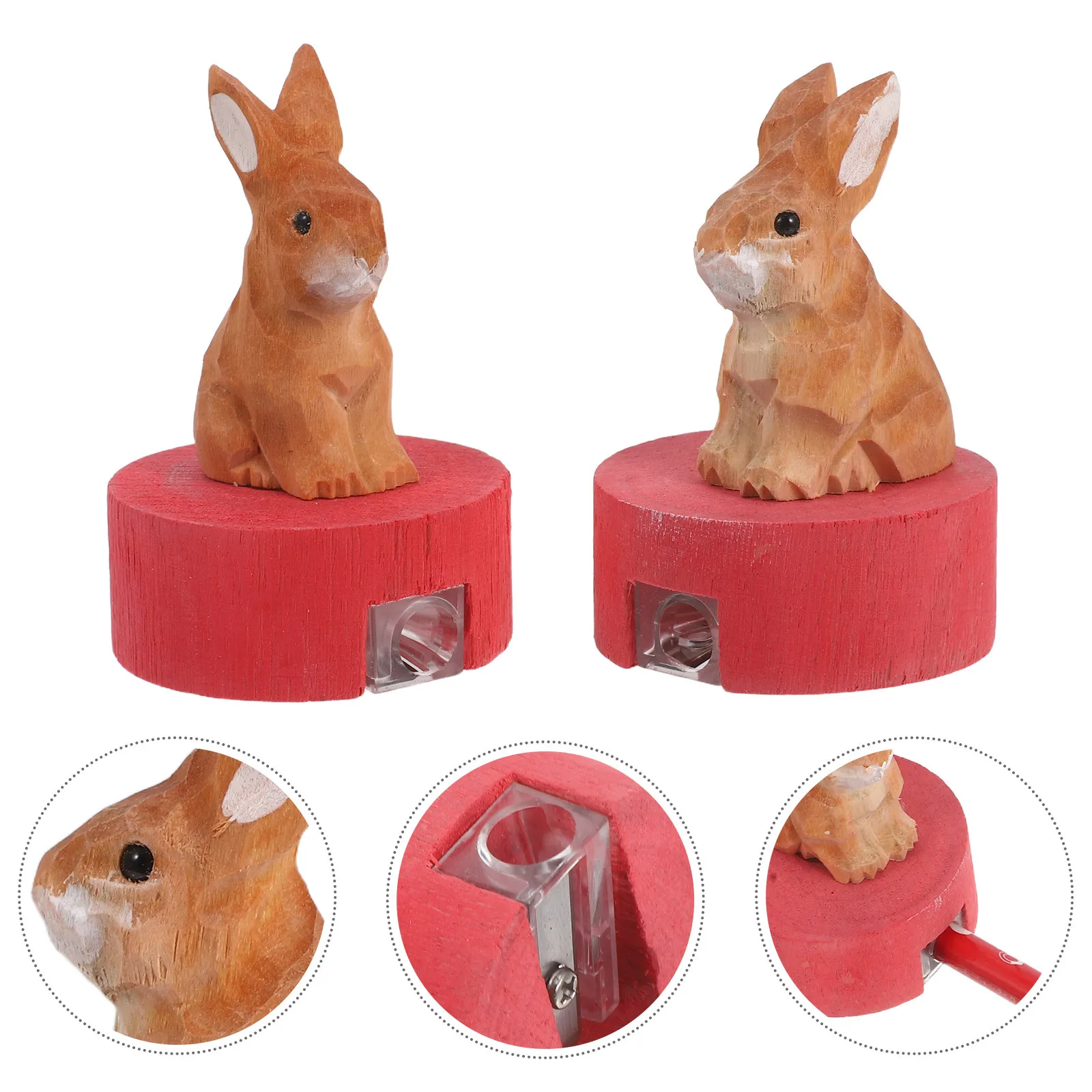 

2Pcs Cute Animal Pencil Sharpener Wood Handheld Manual for Kids Students Vintage Stationery Decor Pencil Sharpener