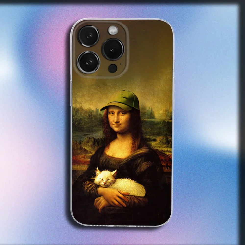 حافظة هاتف منى ليزا بات دوج آرت لهاتف آيفون 16,15,14,13,12,11 Plus,Pro,Max,XR,XS,X,Plus,SE,غطاء ناعم شفاف صغير #6