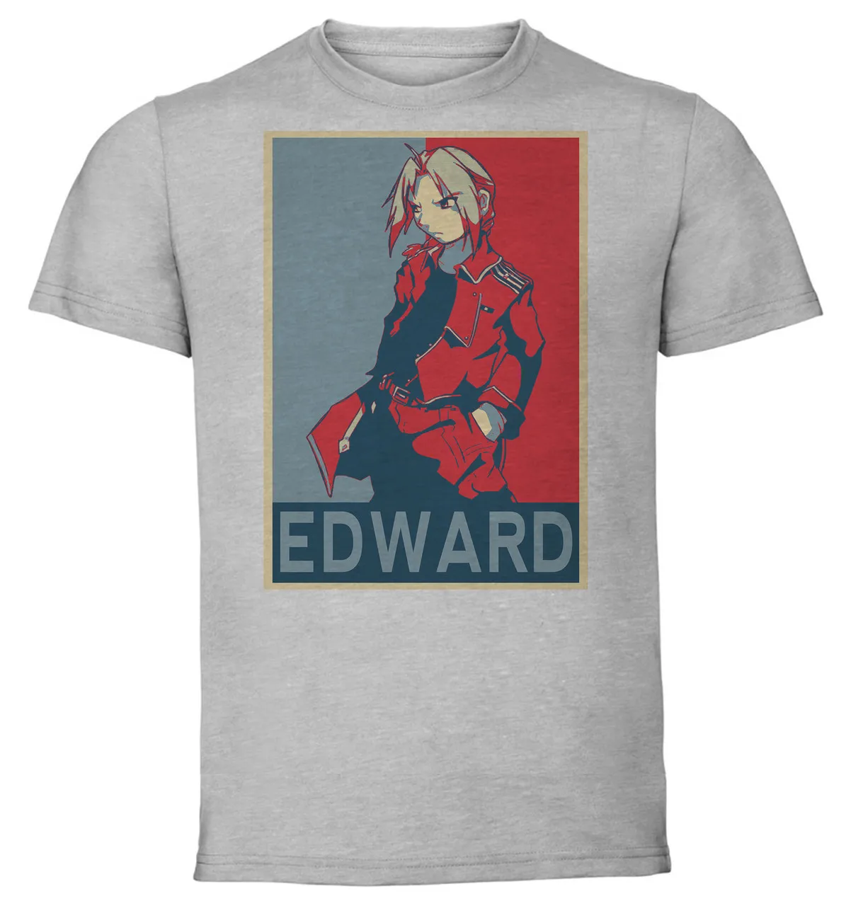 T-shirt Unisex Grey Propaganda Fullmetal Alchemist Edward Elric Variant