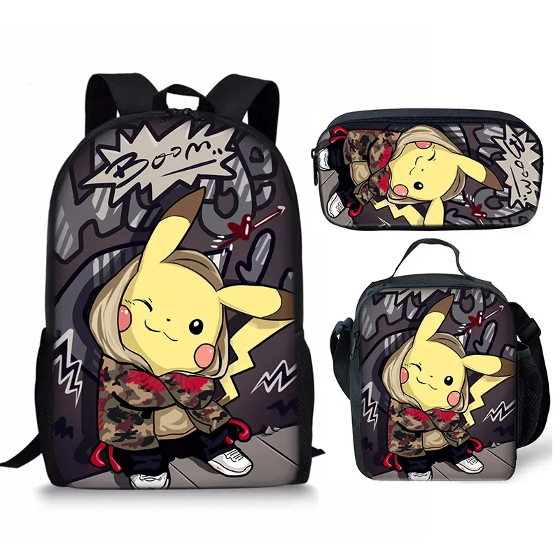 Mochila escolar MINISO Pokémon, Mochila Pikachu de poliéster, cómoda Mochila reductora de carga para estudiantes y niños, Mochila escolar
