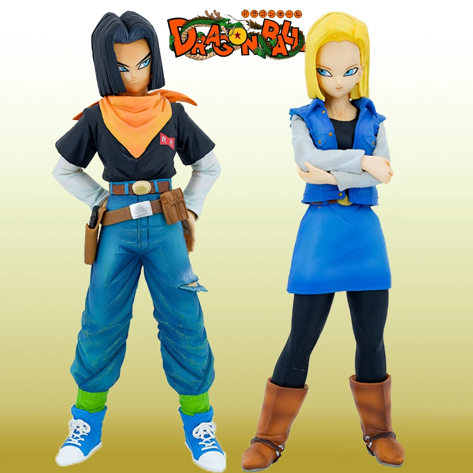 23cm Anime Dragon Ball Z Android 17 18 Figure Android 18 PVC Action Figures Collection Model Toys for Children Christmas Gifts